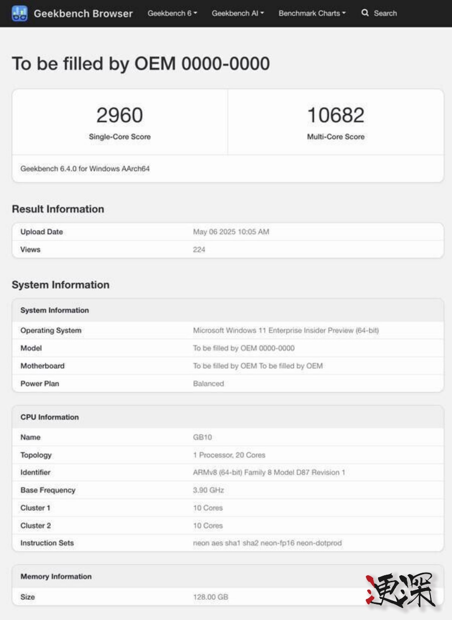 英伟达 GB10 超级芯片 早期测试泄露：主频达3.9GHz，性能表现良好-第3张图片.jpg